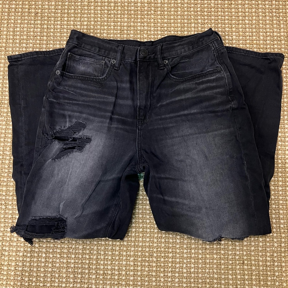 AMERICAN EAGLE Size 6 Black Hi-rise 90s Boyfriend Jeans